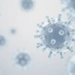 Illustration av vattkoppsvirus som sprids genom luften